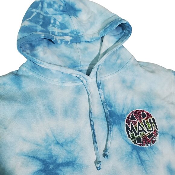 Maui and Sons mens Tie Dye Hoodie Sweatshirt Size Medium blue kangaroo pockets - Picture 6 of 8
